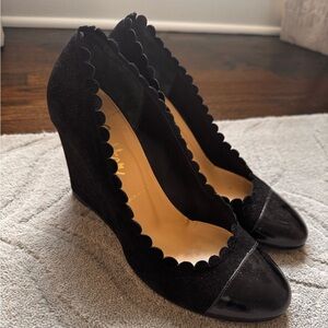 Butter Black Suede Wedge Shoes